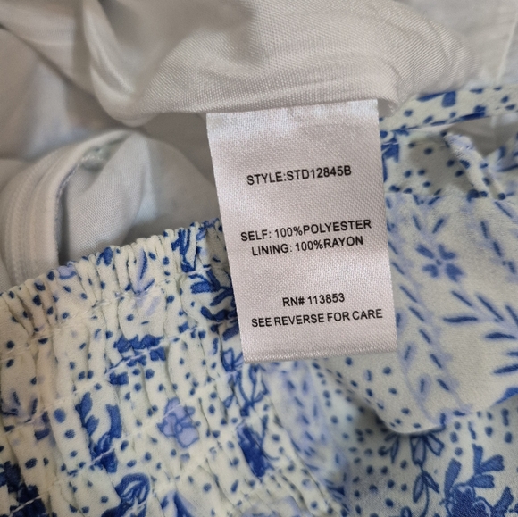 Sugarlips Blue & White Adjustable Spaghetti Strap Ruffle Hem Mini Dress, Medium - Picture 10 of 11